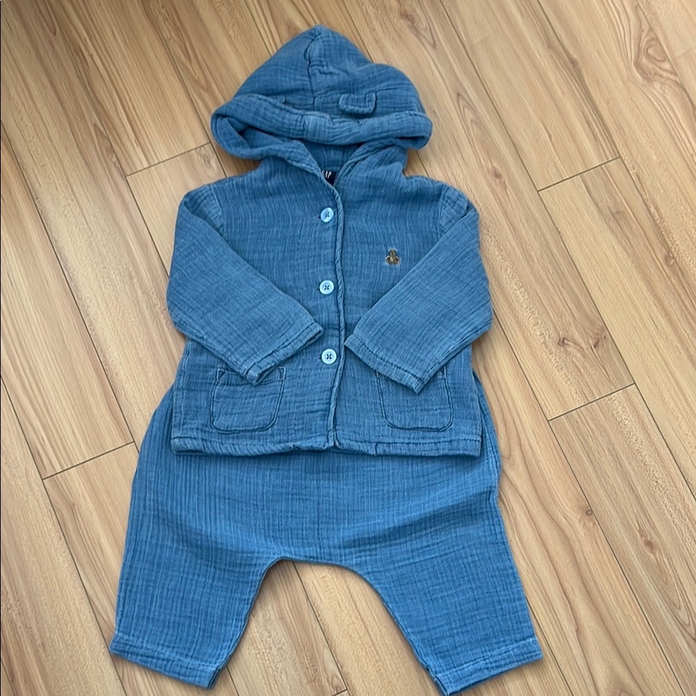 B1G1 🌟 Adorable Blue Baby Hooded Jacket And Pants